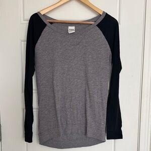 PINK Victoria's Secret Heather Gray Baseball Tee